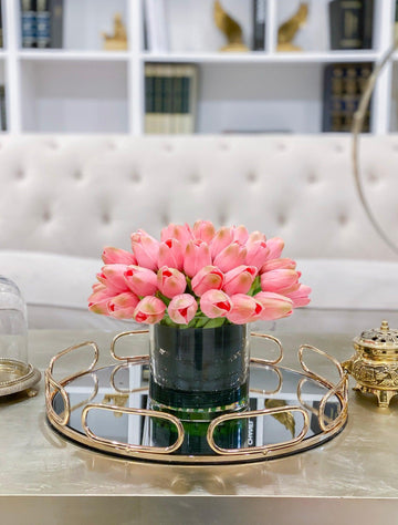 Red Pink Faux Tulip Centerpiece - Flovery